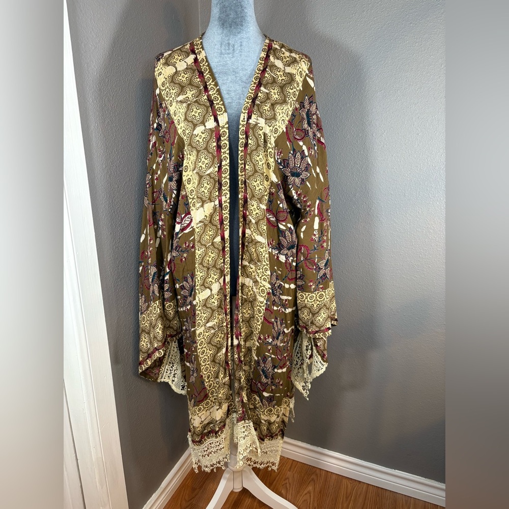 Angie Boho Oversized Kimono Duster Cover-up Top Size L